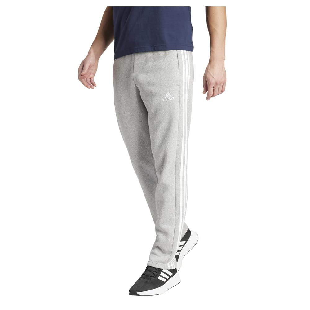 adidas Men's Essentials Fleece Open Hem 3-Stripes Pants