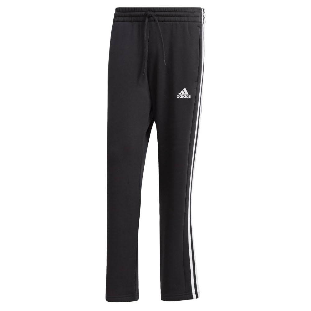 adidas Men's Essentials Fleece Open Hem 3-Stripes Pants