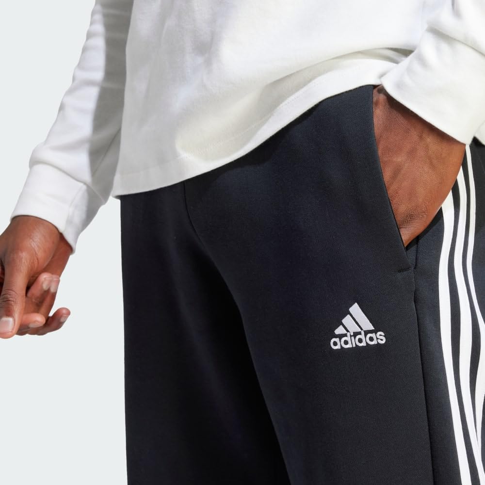 adidas Men's Essentials Fleece Open Hem 3-Stripes Pants
