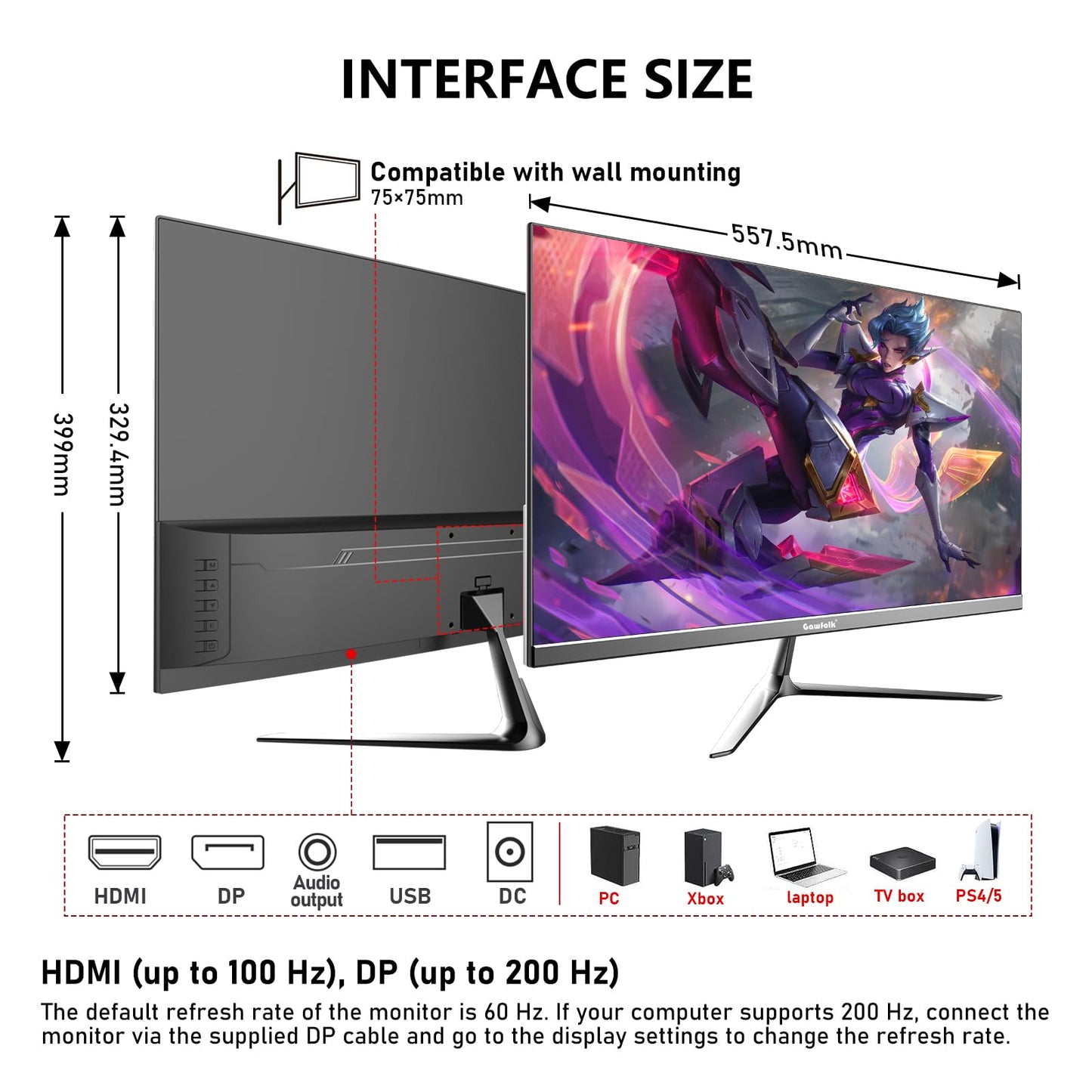 32 inch 2K QHD(2560×1440P) 165Hz Curved Gaming Monitor, PC Screen