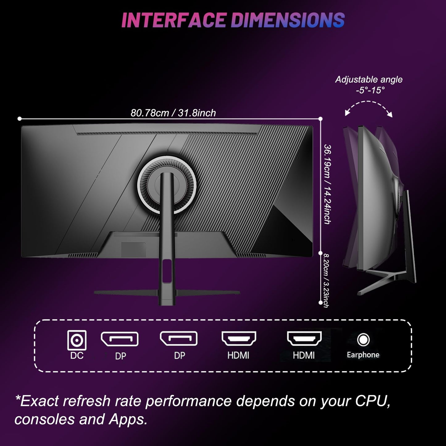 LXZ Curved 32 Inch Gaming Monitor 1500R, 2K QHD 180hz Frameless Display