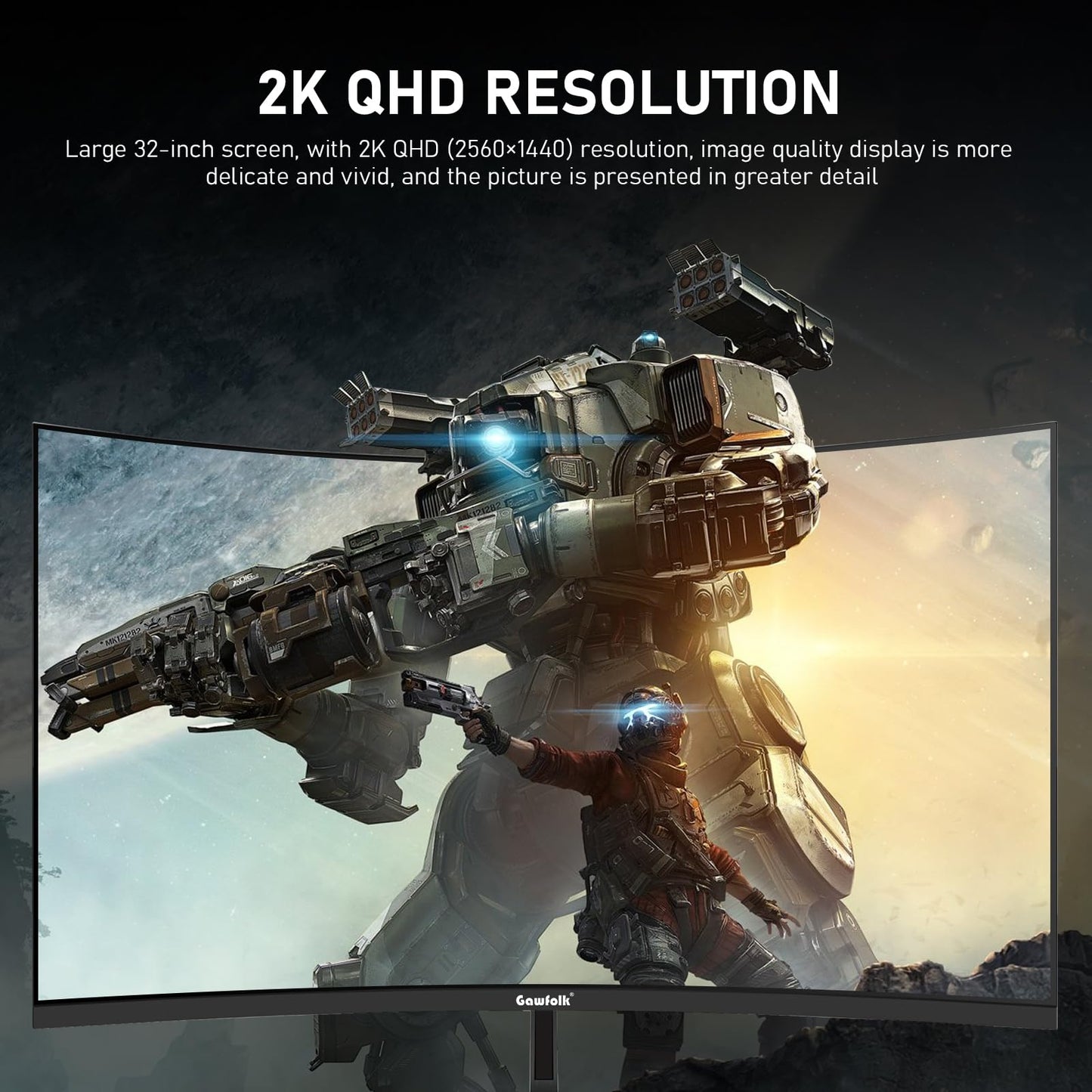 32 inch 2K QHD(2560×1440P) 165Hz Curved Gaming Monitor, PC Screen