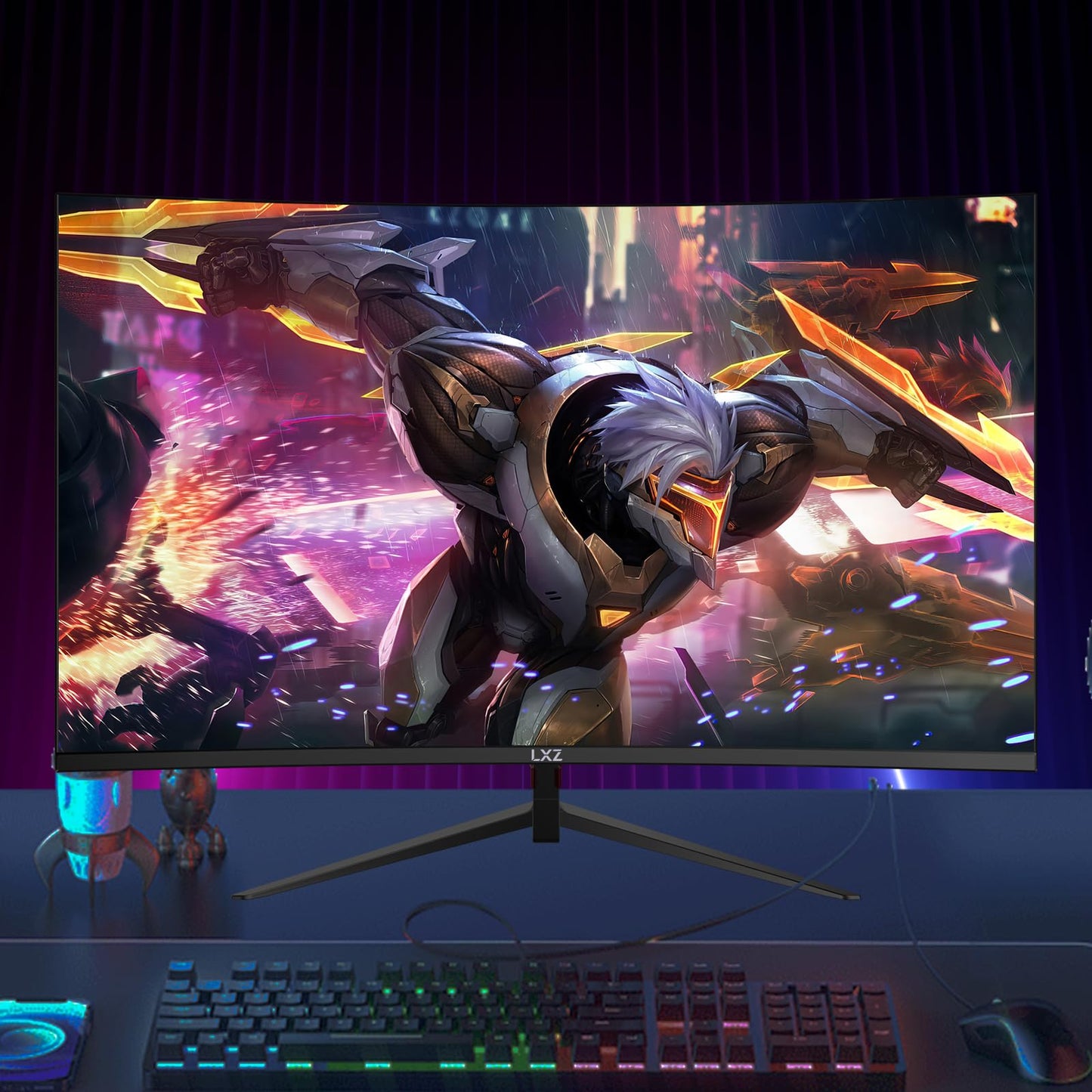 LXZ Curved 32 Inch Gaming Monitor 1500R, 2K QHD 180hz Frameless Display