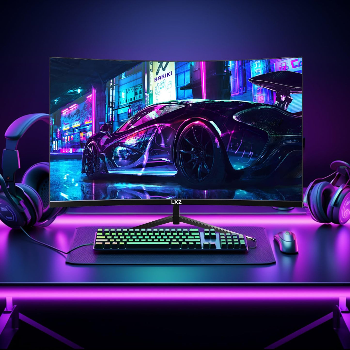 LXZ Curved 32 Inch Gaming Monitor 1500R, 2K QHD 180hz Frameless Display