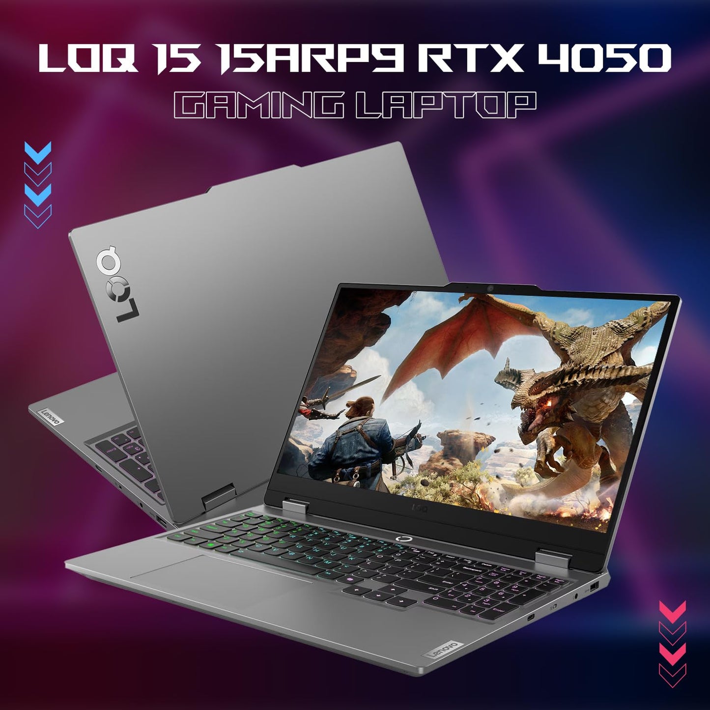 Lenovo LOQ 15 15ARP9 RTX 4060 Gaming Laptop, 15.6" FHD 144Hz, AMD Ryzen 7 7435HS, NVIDIA RTX 4060, 32GB DDR5 RAM, 1TB SSD, Backlit KB, RJ-45, Bundle with PCO Laptop Cooler