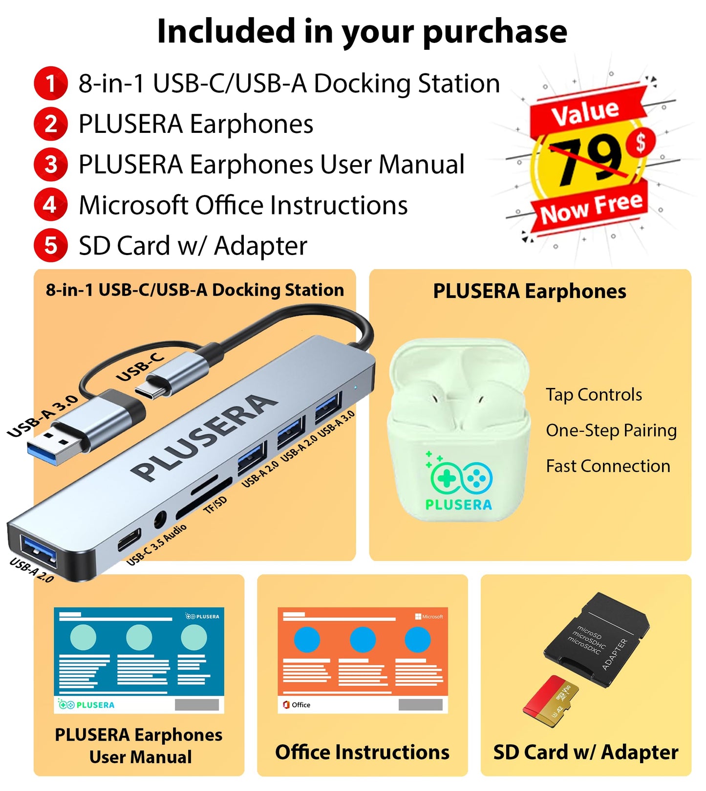 ASUS 14" FHD Vivobook Laptop Computer, 40GB RAM 1.5TB Storage (1TB SSD+512GB Docking Station Set), 6-Core Intel Core i3, Windows 11 Pro with Microsoft Office Home & Business, PLUSERA Earphones