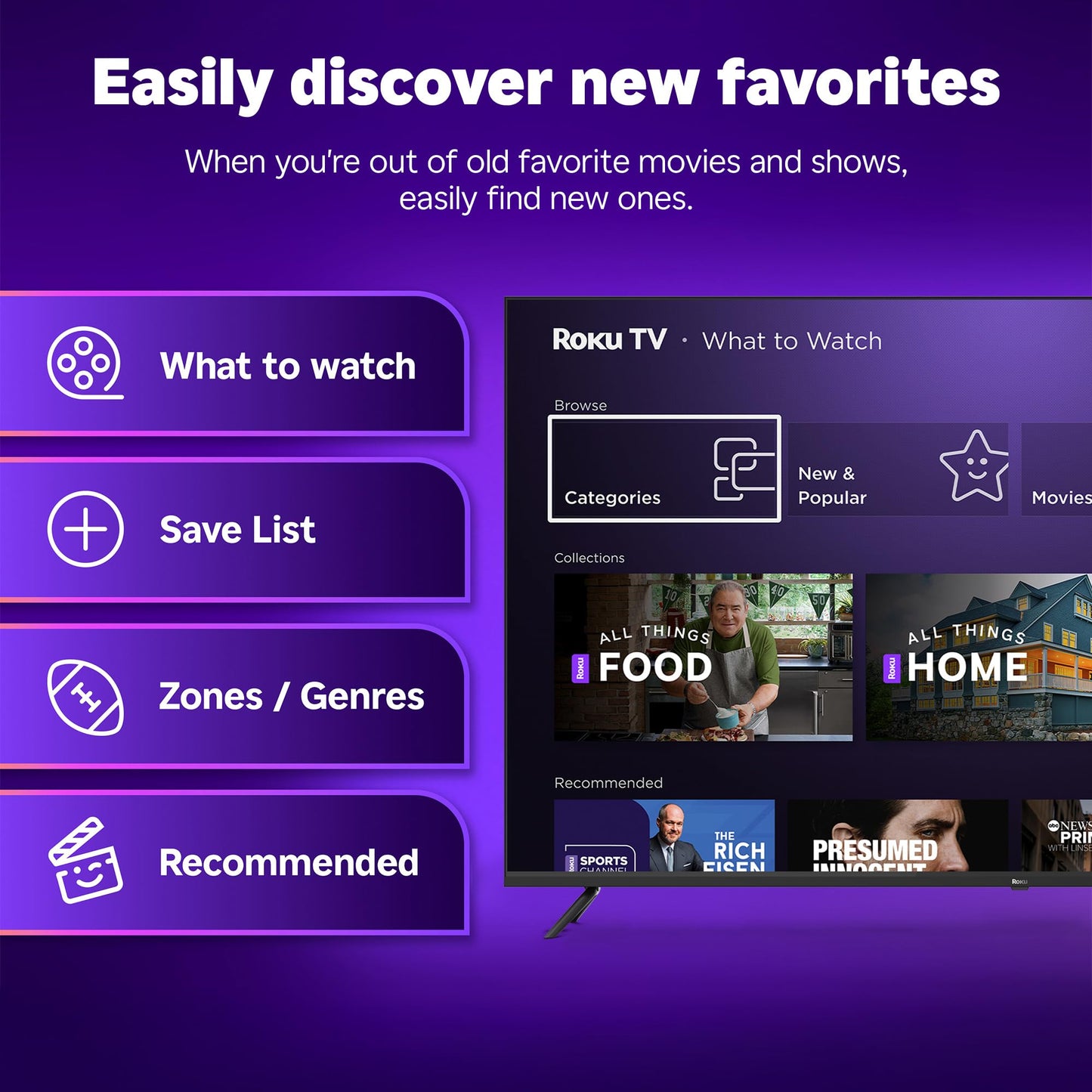 Roku Smart TV 2025 – 50-Inch Select Series, 4K HDR TV – RokuTV with Enhanced Voice Remote – Flat Screen LED Television with Wi-Fi for Streaming Live Local News, Sports, Family Entertainment