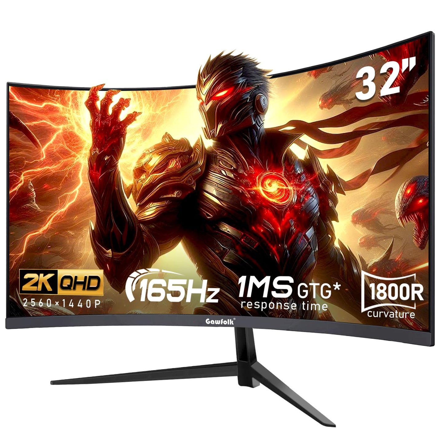 32 inch 2K QHD(2560×1440P) 165Hz Curved Gaming Monitor, PC Screen
