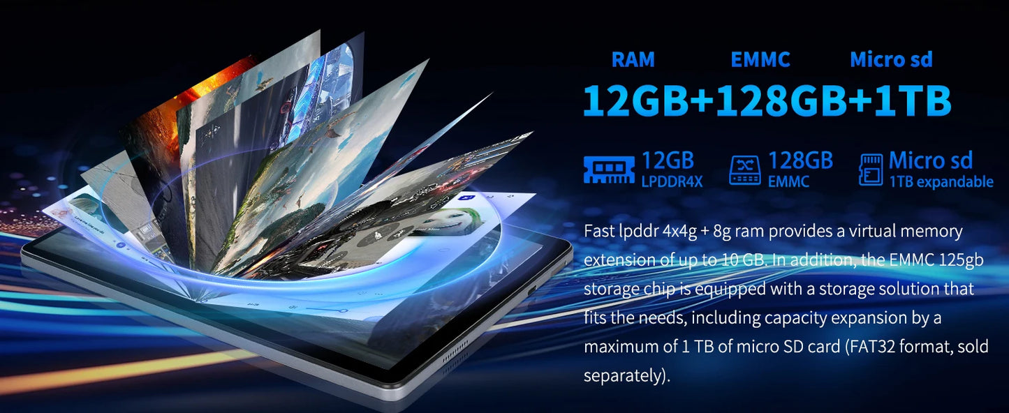 C9+ 11 Inch Tablet HD Display Android14 Octa-Core Processor 12GB RAM+128GB ROM(1TB TF) 5MP+13MP Split-Screen 6800mAh Battery PAD