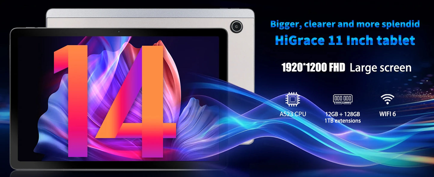 C9+ 11 Inch Tablet HD Display Android14 Octa-Core Processor 12GB RAM+128GB ROM(1TB TF) 5MP+13MP Split-Screen 6800mAh Battery PAD