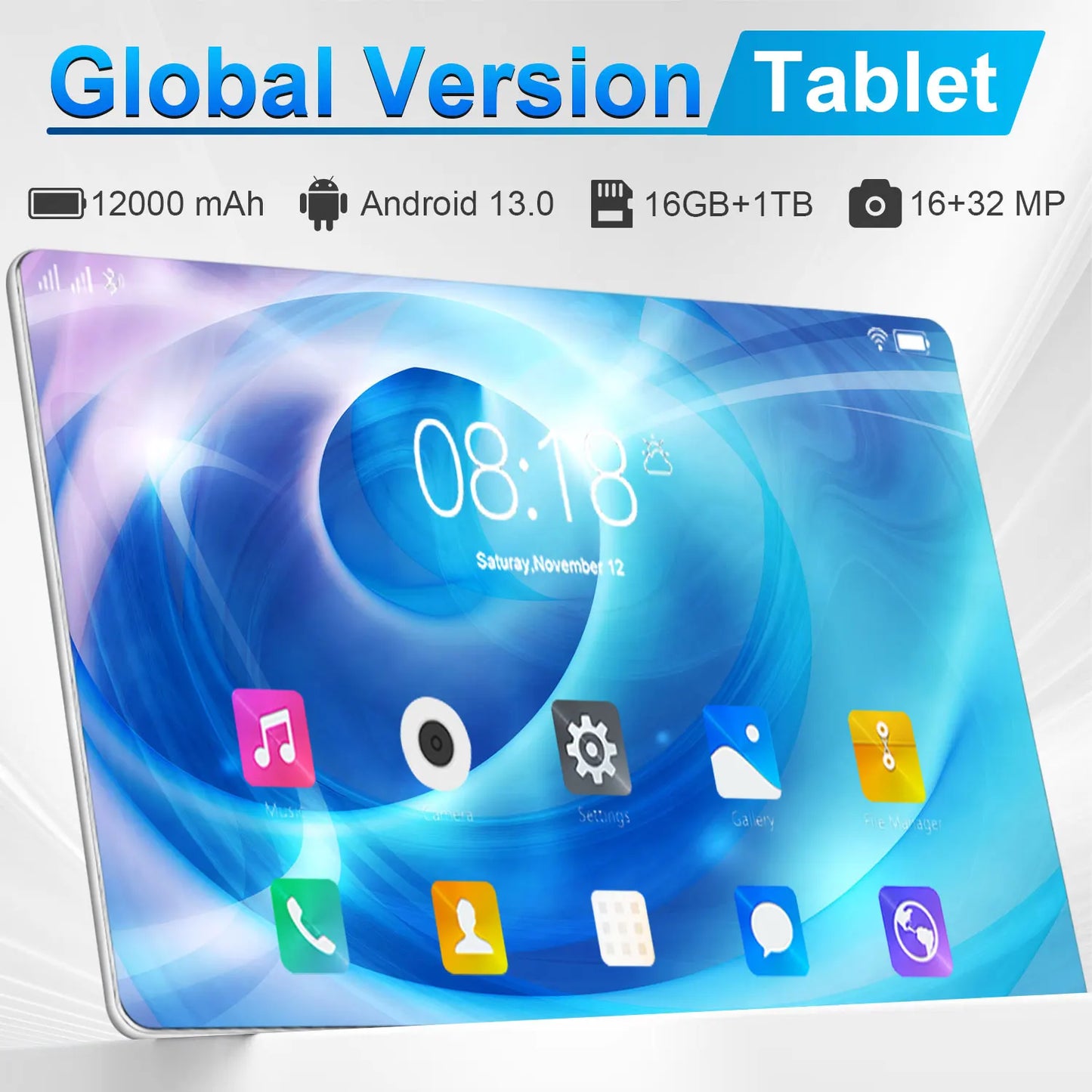 5G 2025 New Global Version 10.36 Inch tablet android 16GB+1TB ROM 16+32MP 12000mAh Android13.0 Dual Sim Card GPS Bluetooth WIFI