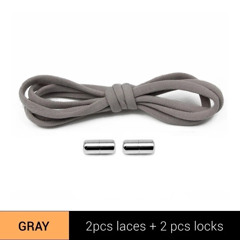New Version Elastic No Tie Shoelaces Metal Lock Shoe Laces For Kids Adult Sneakers Quick Shoelaces Semicircle Shoestrings
