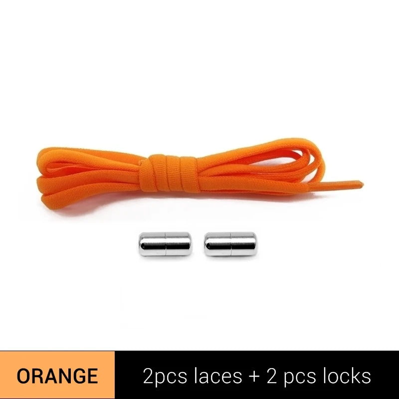 New Version Elastic No Tie Shoelaces Metal Lock Shoe Laces For Kids Adult Sneakers Quick Shoelaces Semicircle Shoestrings