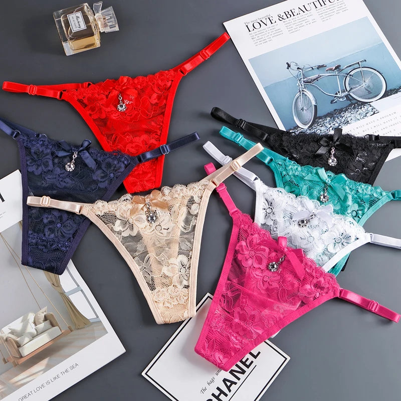 Women Thongs XS Lace Panties Sexy Bikini Adjustable Lingerie Girls G-Strings Elegant Culotte Female Bragas Ladies Panty 2191