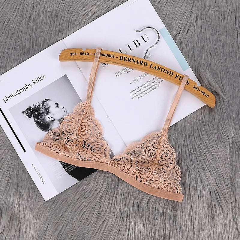 Women's Thin Bra Without Chest Pad Fashion Sexy Lace Lingerie Cutout Back Buckle Tube Top Women's Underwear Summer Clothes
