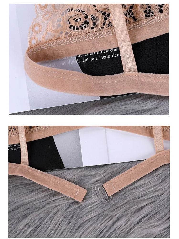 Women's Thin Bra Without Chest Pad Fashion Sexy Lace Lingerie Cutout Back Buckle Tube Top Women's Underwear Summer Clothes