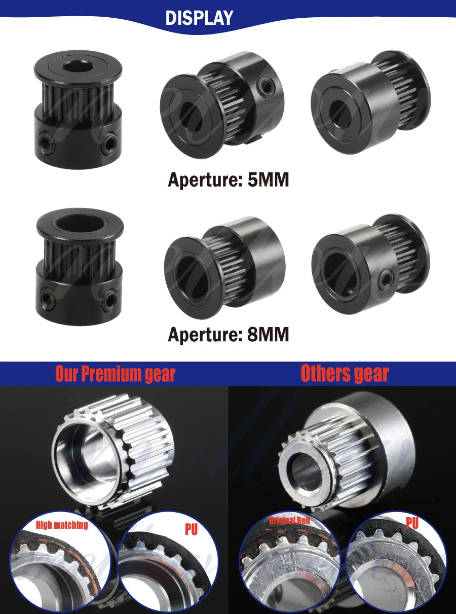Mellow 3D Printer Parts Accessory GT2 20Teeth 20 Teeth Bore 5mm/8mm Timing Alumium Pulley for WanHao GT2-6mm Open Timing Belt