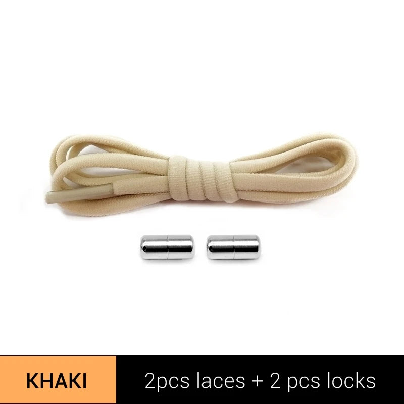 New Version Elastic No Tie Shoelaces Metal Lock Shoe Laces For Kids Adult Sneakers Quick Shoelaces Semicircle Shoestrings