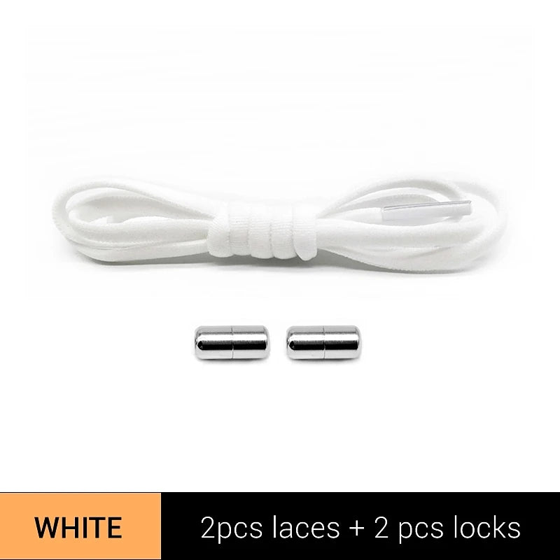 New Version Elastic No Tie Shoelaces Metal Lock Shoe Laces For Kids Adult Sneakers Quick Shoelaces Semicircle Shoestrings