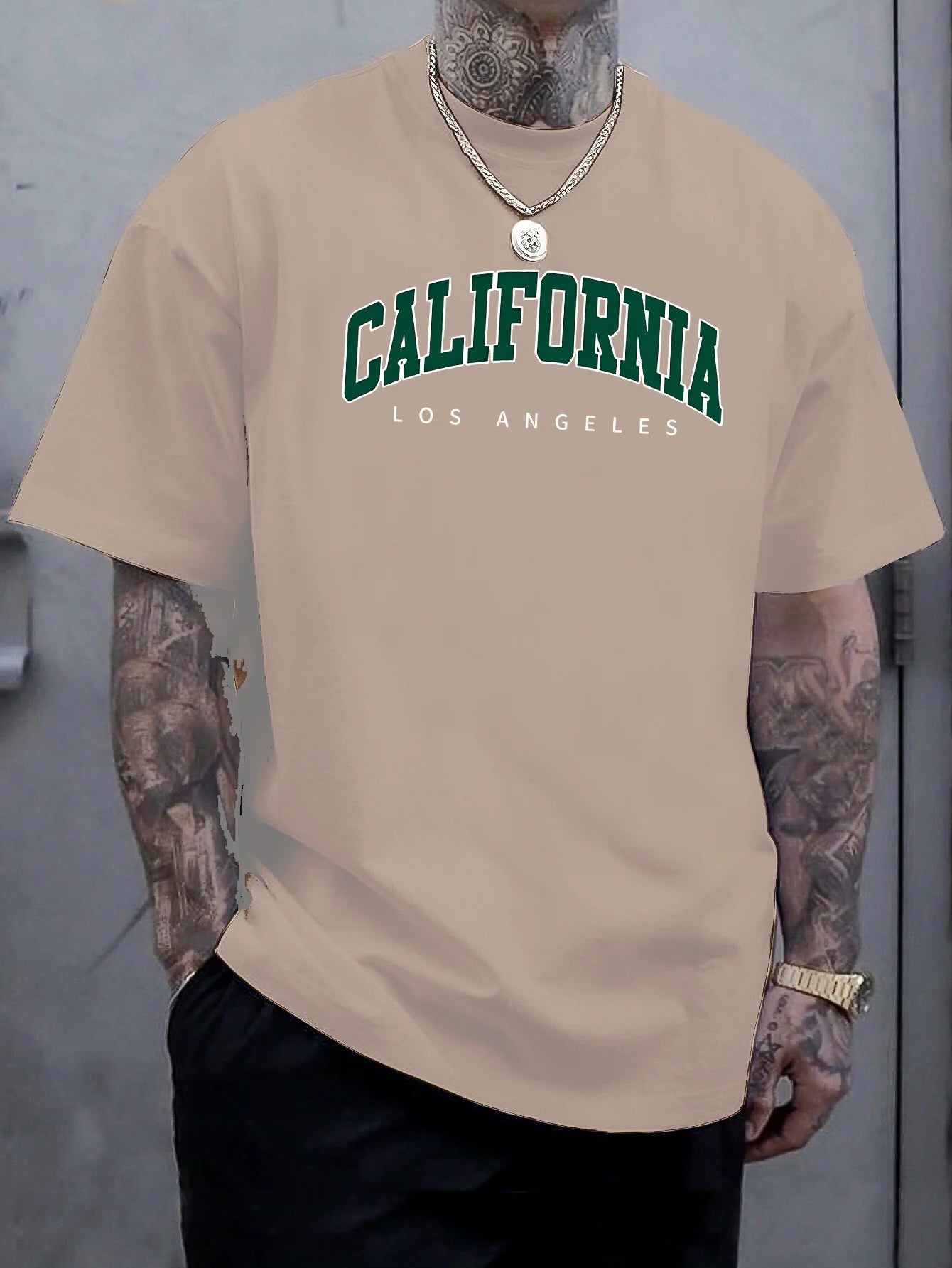 Summer Men's 100% Cotton Casual Sports Loose Large california letter Printed