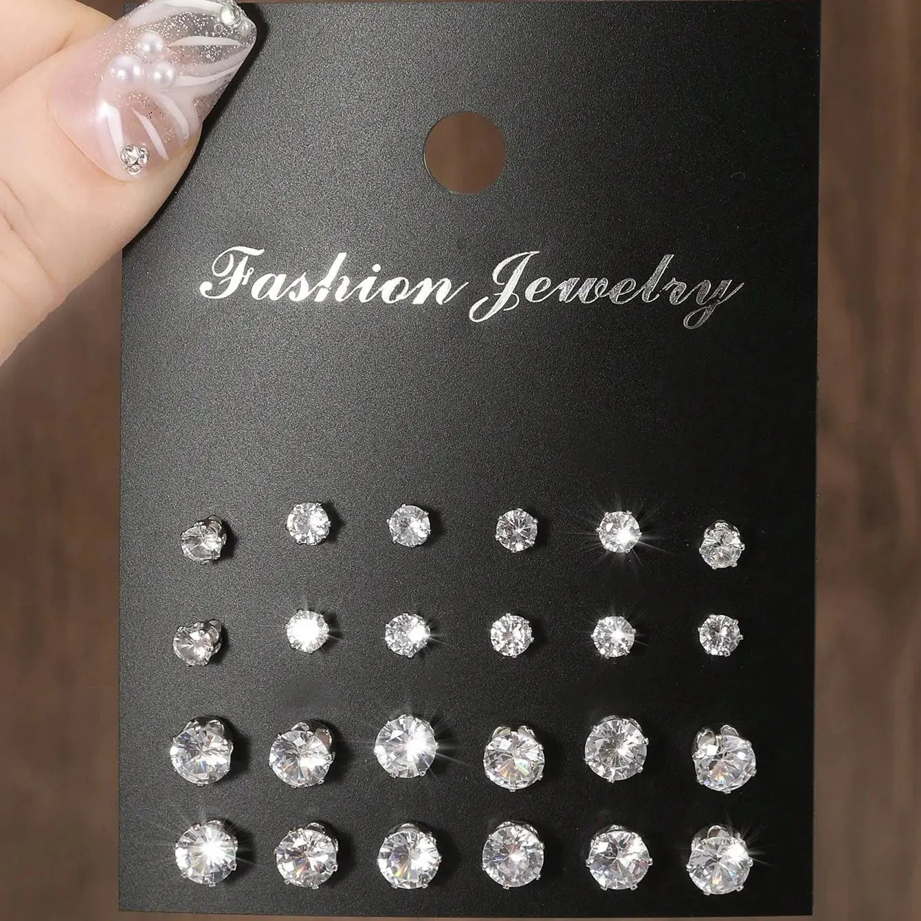 12pairs Fashionable Minimalist Cubic Zirconia Sparkly Earrings,Suitable For Holidays, Parties, Dates, Gifts, Everyday Wear