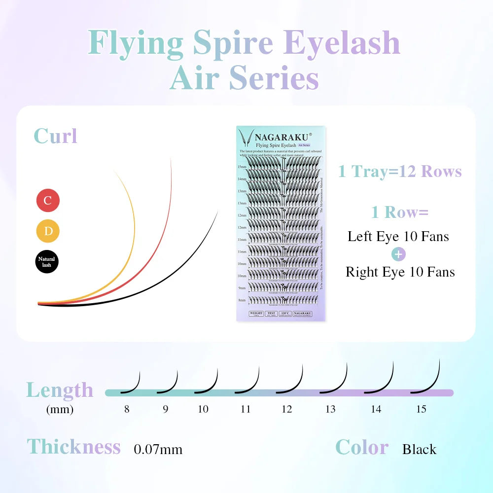 NAGARAKU Premade Spire Fairy Wings Eyelash Anime Effect Soft Plume Fluttering Eyelash Extensions Comic
