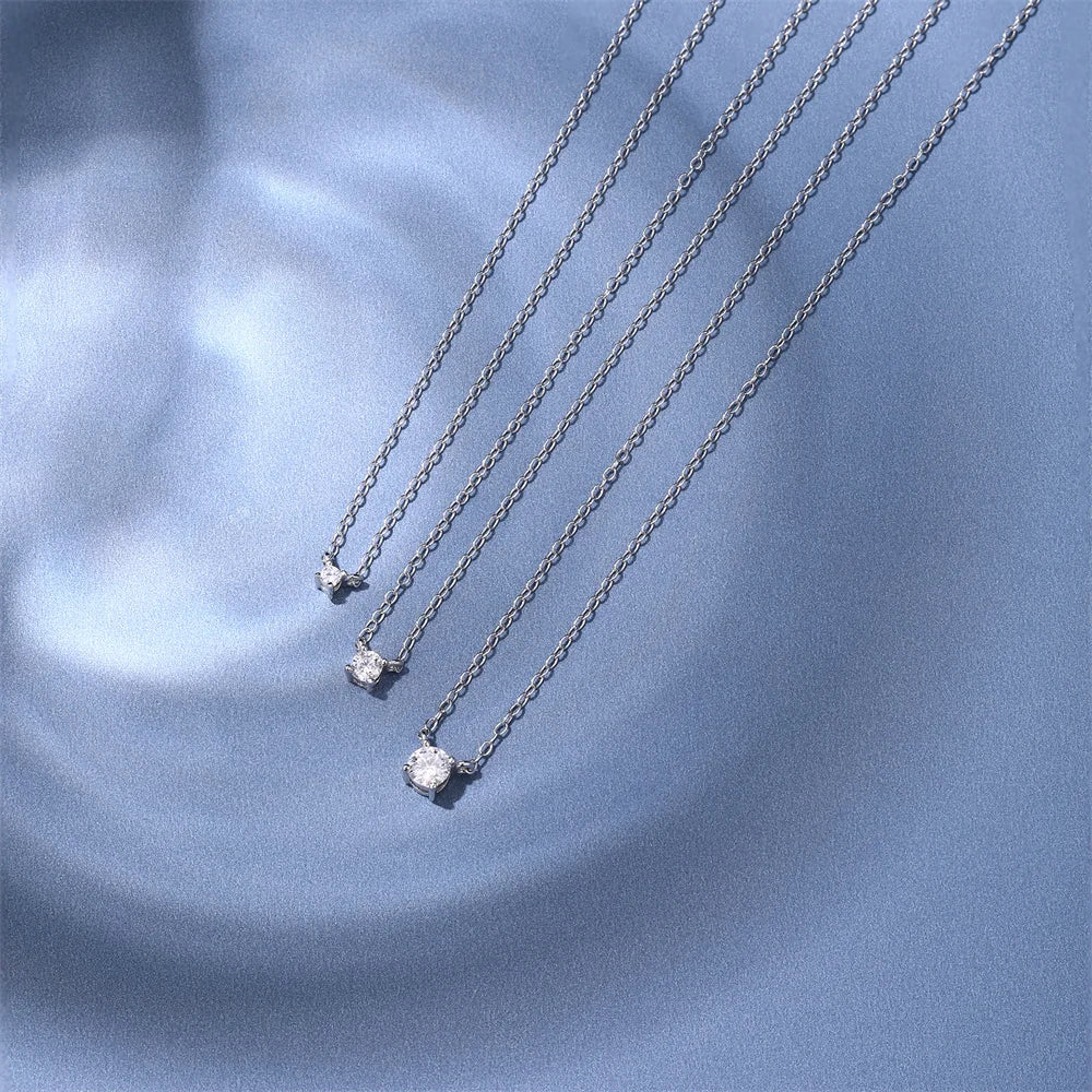 CANNER 2/3/4mm Moissanite Pendant Necklaces 925 Sterling Silver Necklace Chain For Women Ins 18K Gold Classic Minimalism Jewelry