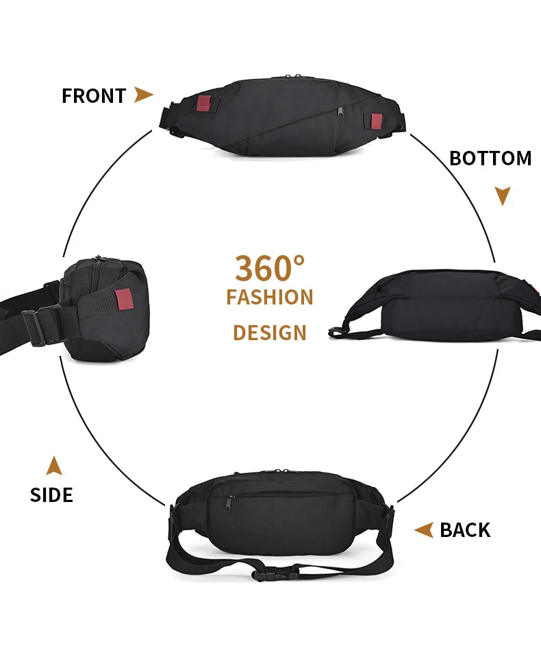 Men's Chest Bag Minimalist Outdoor Sports Waist Pack Oxford Cloth Large Capacity Mobile Phone Bag Fashion Oblique Shoulder Chest