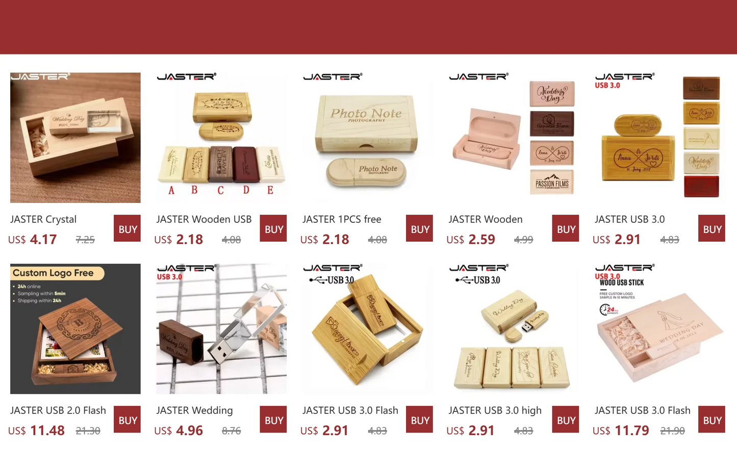 JASTER 1PCS free custom logo walnut maple wood Photo Album usb+Box usb flash drive Pendrive 8GB 16GB 32GB Wedding gift box