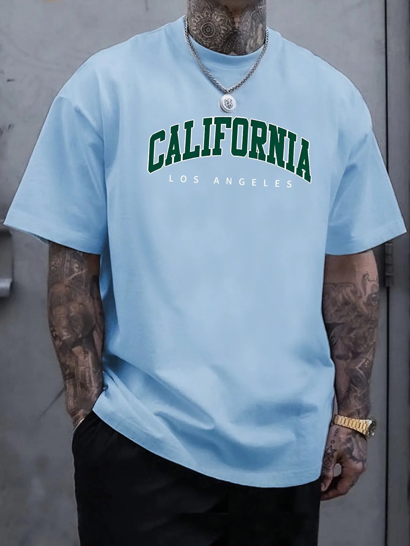 Summer Men's 100% Cotton Casual Sports Loose Large california letter Printed
