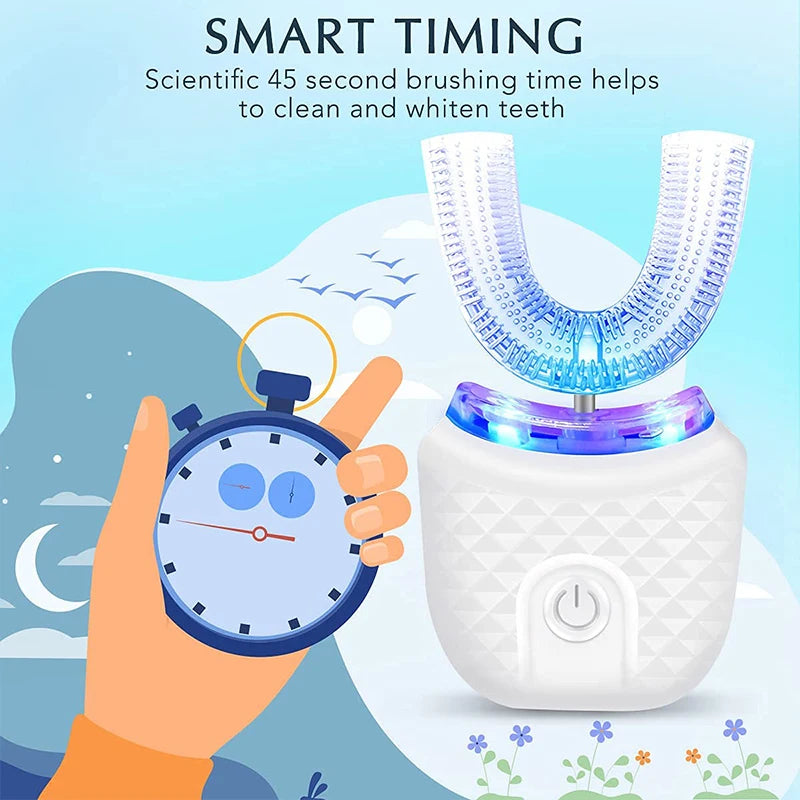 New Rechargeable Smart U-Shape Soft Ultrasonic Waterproof Wireless Toothbrush Set Travel Electric Toothbrush