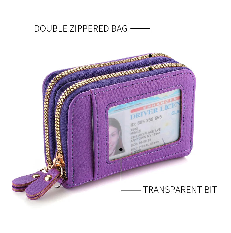 Multi Slot Holder Fashion Wallet Female Bank Card ID Holder Female PU Leather Protection Case Coin Zipper Wallet