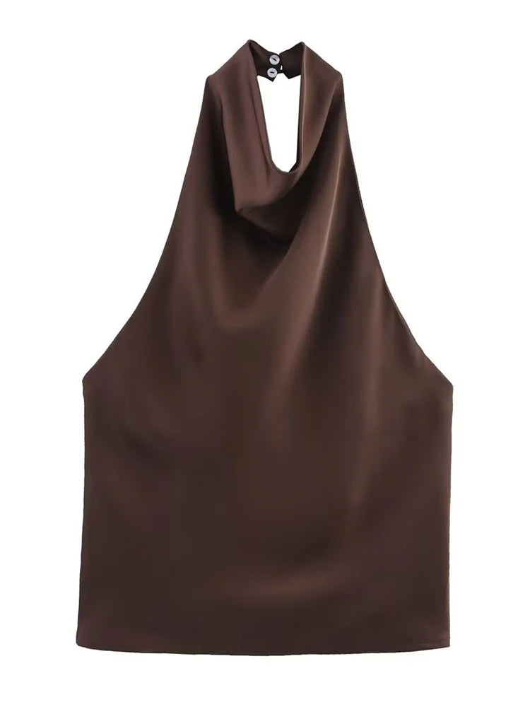 Tossy Summer Satin Fashion Vest Top For Women V-Neck Solid Sleeveless Cropped Top Camisole Elegant Commute Female Tank Top 2025