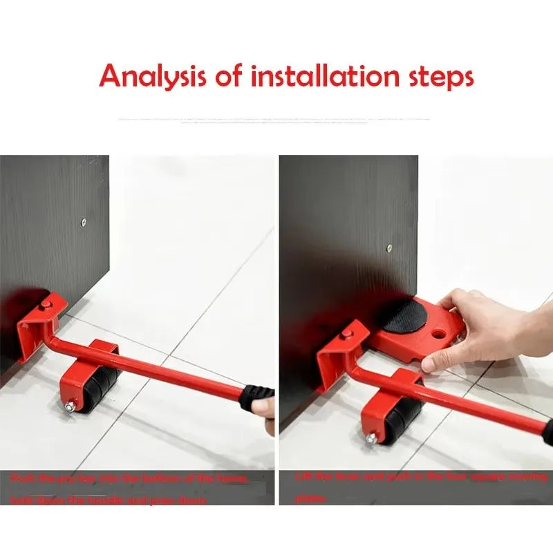 Furniture Moving Transport Roller Set Wheel Bar Mover Moving Heavy Stuffs Device Removal Lifting Moving Tool Set Hand Tools