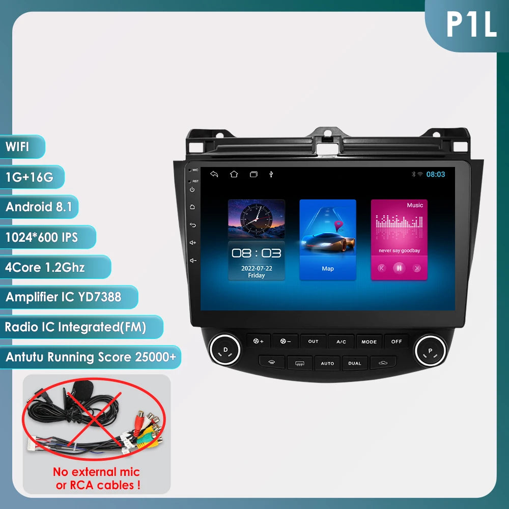 Hzipo AI Voice 10.1" Radio For Honda ACCORD 7 2003 2004 2005 2006 2007 2din Android Auto Carplay 4G Car Multimedia GPS Autoradio