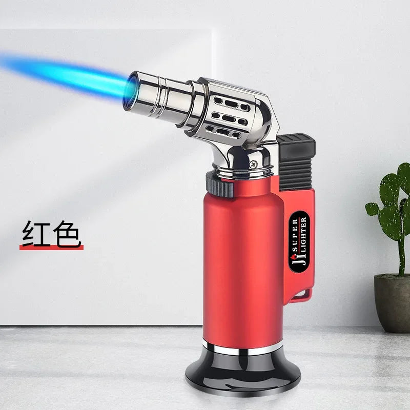 New Windproof Inflatable Lighter Metal Visible Window Jet Flame Turbine Outdoor Lighter Cigar Barbecue Camping Tool