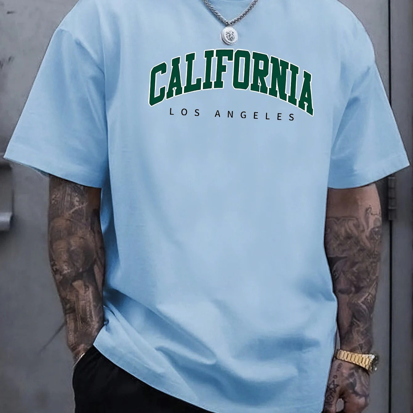 Summer Men's 100% Cotton Casual Sports Loose Large california letter Printed