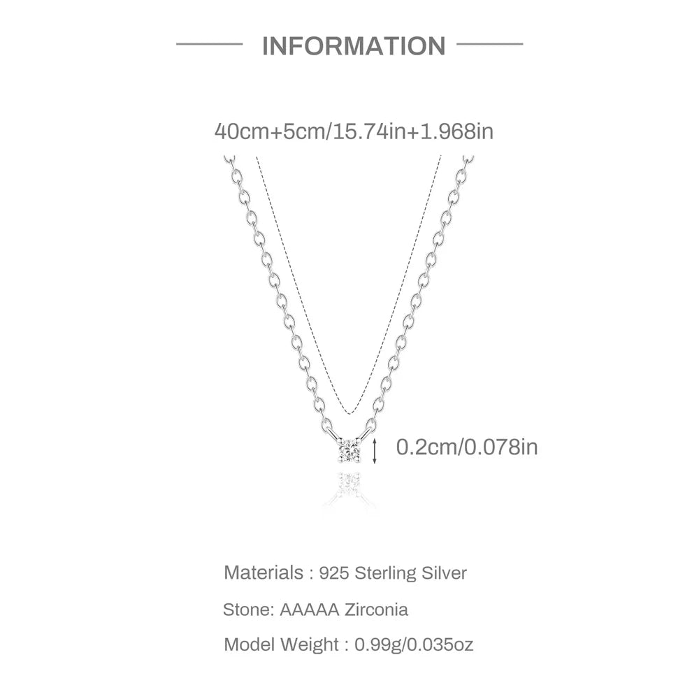 CANNER 2/3/4mm Moissanite Pendant Necklaces 925 Sterling Silver Necklace Chain For Women Ins 18K Gold Classic Minimalism Jewelry