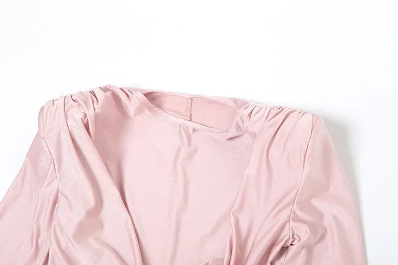 Elegant High Waist Pleated Maxi Dress Women's New Solid O Neck Long Sleeve Slim Dress Luxury Party Evening Gown Robe