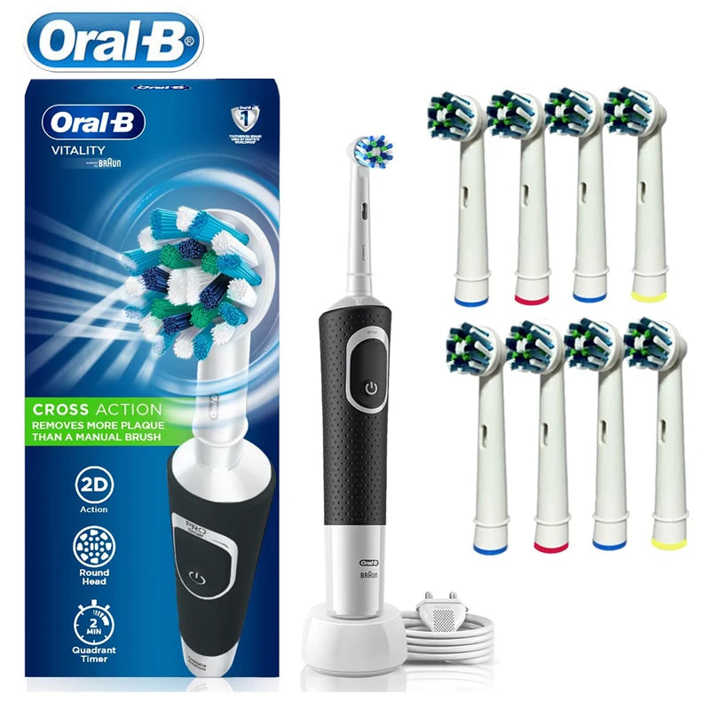 Oral B Vitality 100 Electric Rechargeable Toothbrush Cross Action Clean for Adults Timer Waterproof Tooth Brush