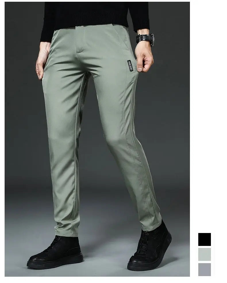 Men Slight Strech Breathable Casual Pants Male Korean Style Quick Drying Slacks Pants Chic Comfortable Formal Trousers