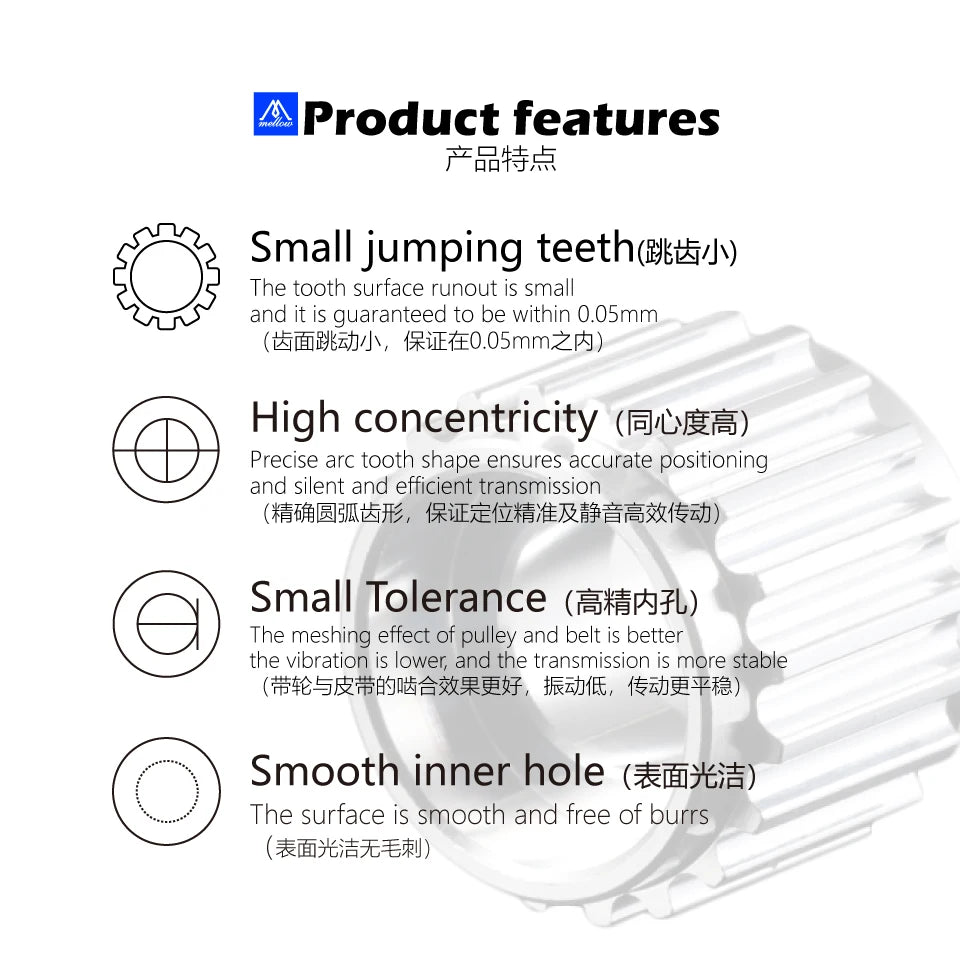 Mellow 3D Printer Parts Accessory GT2 20Teeth 20 Teeth Bore 5mm/8mm Timing Alumium Pulley for WanHao GT2-6mm Open Timing Belt