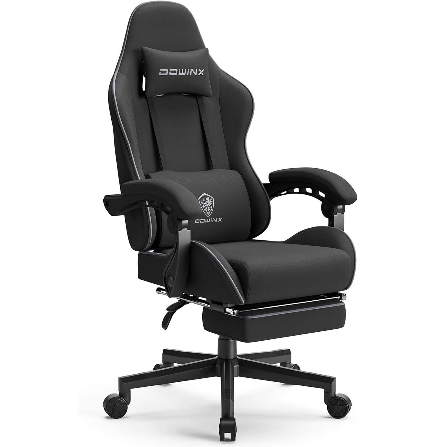 Dowinx Gaming Chair Fabric with Pocket Spring Cushion,Game Chair Cloth with Headrest, Ergonomic Computer Chair with Footrest
