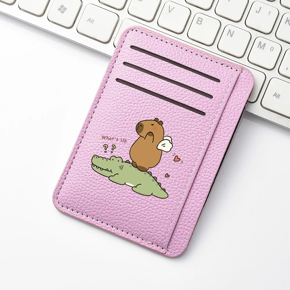 Women Ultra-thin Credit Card Holder PU Leather Multi Slot Cute Credit Card Bag