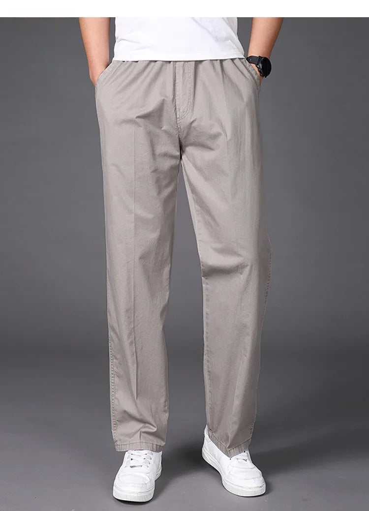 Summer thin cotton casual pants men loose straight leg 2024 new men's pants trend all matching men's long pants