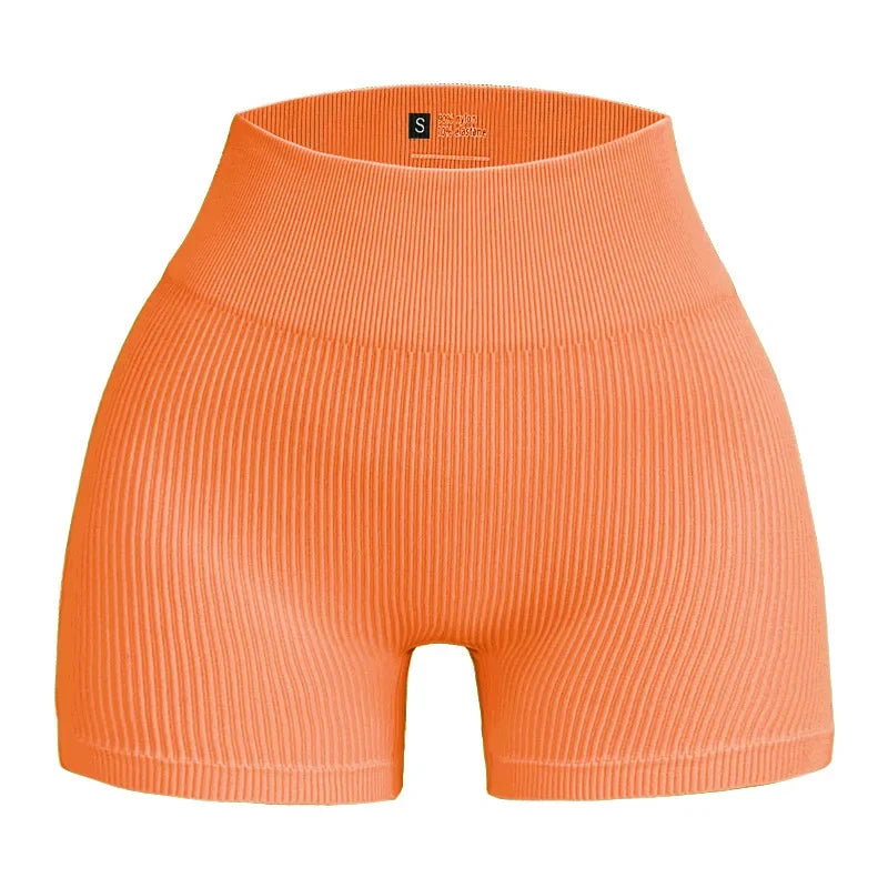 Women Thread Slim Shorts Seamless Elastic Shorts High Waist Hip Liftting Fitness Fashion Tights Gym Workout Cycling Yoga Shorts
