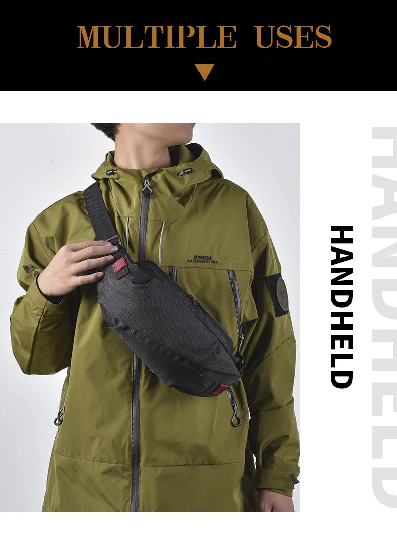 Men's Chest Bag Minimalist Outdoor Sports Waist Pack Oxford Cloth Large Capacity Mobile Phone Bag Fashion Oblique Shoulder Chest