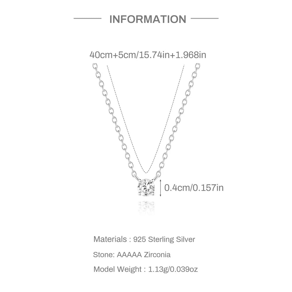 CANNER 2/3/4mm Moissanite Pendant Necklaces 925 Sterling Silver Necklace Chain For Women Ins 18K Gold Classic Minimalism Jewelry