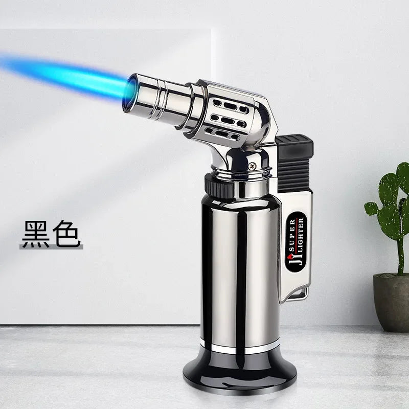 New Windproof Inflatable Lighter Metal Visible Window Jet Flame Turbine Outdoor Lighter Cigar Barbecue Camping Tool
