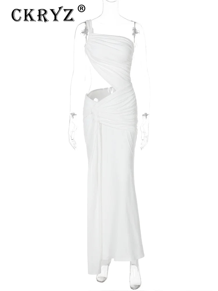 Ladies Summer Elegant Evening Party Dress For Women Sleeveless Backless Hollow Out Sexy Long Dresses Woman Birthday Clubwear